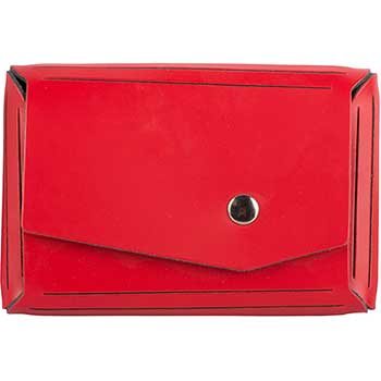 JAM Paper Italian Leather Snap Business Card Cases with Angular Flap, Red, 100/BX