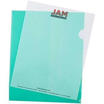 JAM Paper Plastic Sleeves, Letter Size, 9&quot; x 11 1/2&quot;, Green, 600/CT