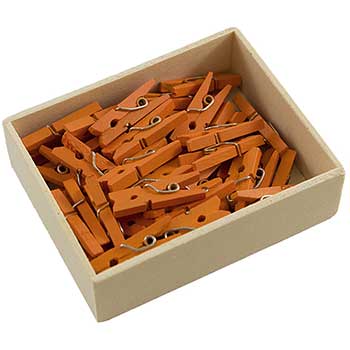 JAM Paper Clothespins, 7/8&quot;, Orange, 50/PK, 2 PK/BX