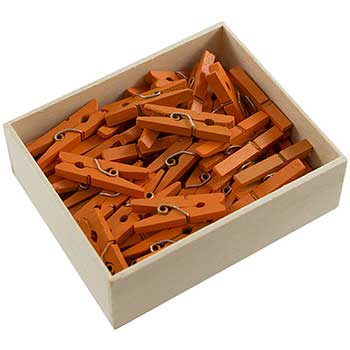 JAM Paper Wood Clothespins, 1 1/8&quot;, Orange, 50/PK