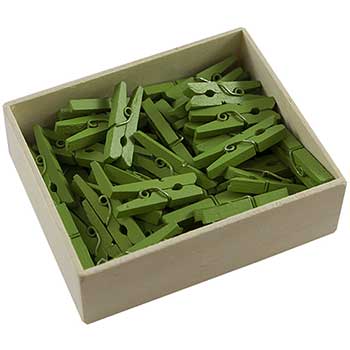 JAM Paper Wood Clothespins, 1 1/8&quot;, Green, 50/PK