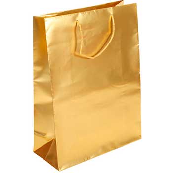 JAM Paper Foil Gift Bag with Rope Handle, 12 1/2&quot; x 17&quot; x 5 1/2&quot;, Gold Matte