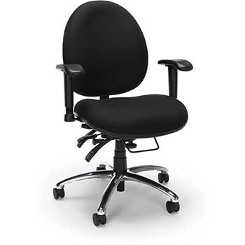 OFM 24 Hour Big and Tall Ergonomic Task Chair, Computer Desk Swivel Chair with Arms, Black