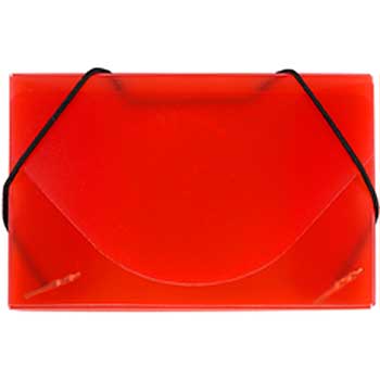 JAM Paper Plastic Business Card Holder Case, Red Frosted