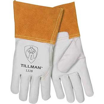 Tillman 25B Deerskin Split Leather TIG Welding Gloves, Leather 4&quot; Cuff, Large