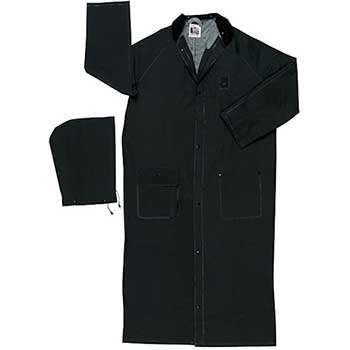 MCR Safety River City Classic Rider Coat with Detachable Hood and Corduroy Collar, .35 PVC/Polyester, 60&quot;, Black, XX-Large