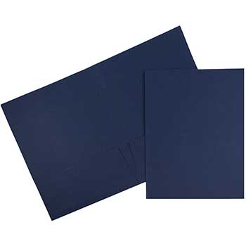 JAM Paper Paper Two-Pocket Presentation Folder, Navy Blue Linen
