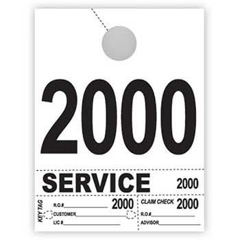 Auto Supplies Dispatch Number Service Tags, 4 Part Heavy Bright, White, 2000-2999, 1000/PK