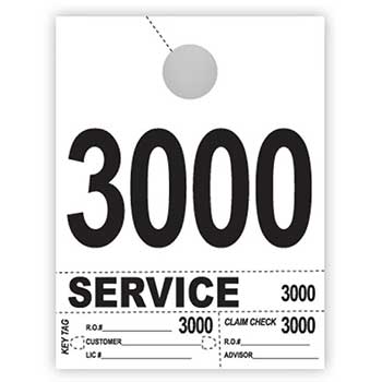 Auto Supplies Dispatch Number Service Tags, 4 Part Heavy Bright, White, 3000-3999, 1000/PK