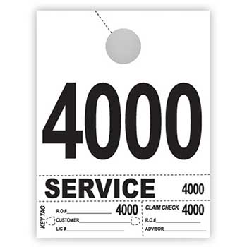 Auto Supplies Dispatch Number Service Tags, 4 Part Heavy Bright, White, 4000-4999, 1000/PK