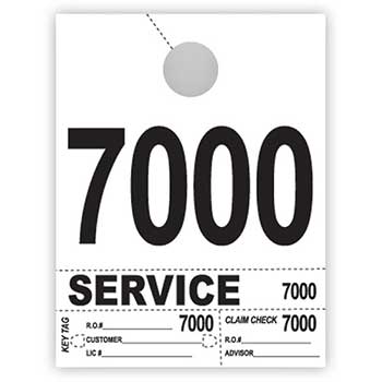 Auto Supplies Dispatch Number Service Tags, 4 Part Heavy Bright, White, 7000-7999, 1000/PK