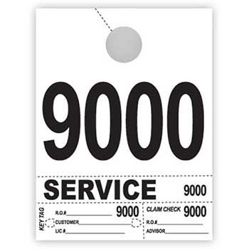 Auto Supplies Dispatch Number Service Tags, 4 Part Heavy Bright, White, 9000-9999, 1000/PK