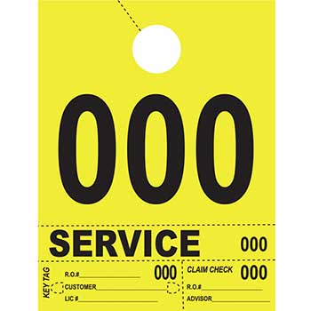 Auto Supplies Dispatch Number Service Tags, 4 Part Heavy Bright, Yellow, 000-999, 1000/PK