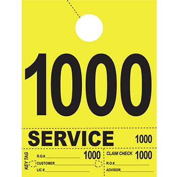 Auto Supplies Dispatch Number Service Tags, 4 Part Heavy Bright, Yellow, 1000-1999, 1000/PK