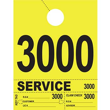 Auto Supplies Dispatch Number Service Tags, 4 Part Heavy Bright, Yellow, 3000-3999, 1000/PK