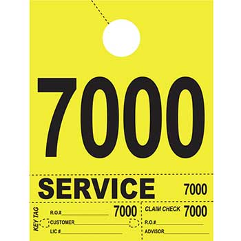 Auto Supplies Dispatch Number Service Tags, 4 Part Heavy Bright, Yellow, 7000-7999, 1000/PK
