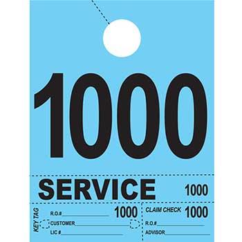 Auto Supplies Dispatch Number Service Tags, 4 Part Heavy Bright, Blue, 1000-1999, 1000/PK