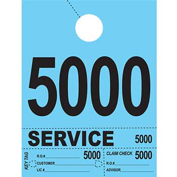 Auto Supplies Dispatch Number Service Tags, 4 Part Heavy Bright, Blue, 5000-5999, 1000/PK