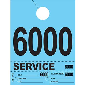 Auto Supplies Dispatch Number Service Tags, 4 Part Heavy Bright, Blue, 6000-6999, 1000/PK