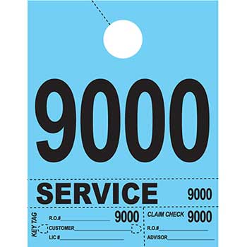 Auto Supplies Dispatch Number Service Tags, 4 Part Heavy Bright, Blue, 9000-9999, 1000/PK