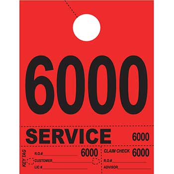 Auto Supplies Dispatch Number, 4 Part Heavy Bright, Red, 6000-6999, 1000/PK