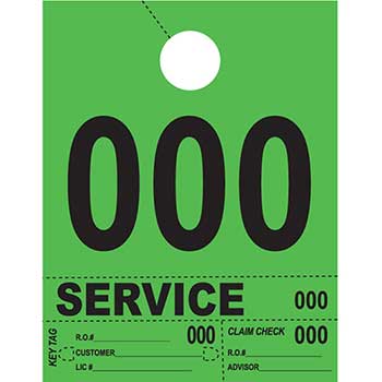 Auto Supplies Dispatch Number Service Tags, 4 Part Heavy Bright, Green, 000-999, 1000/PK