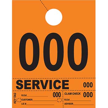 Auto Supplies Dispatch Number Service Tags, 4 Part Heavy Bright, Orange, 000-999, 1000/PK