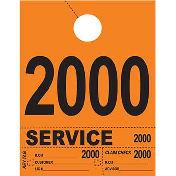 Auto Supplies Dispatch Number Service Tags, 4 Part Heavy Bright, Orange, 2000-2999, 1000/PK