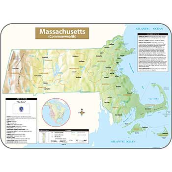 Kappa Map Shaded Relief Map, Massachusetts
