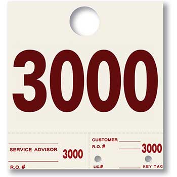 Auto Supplies Dispatch Number Service Tags, Heavy Stock, Side Padded, 3000-3999, 1000/PK