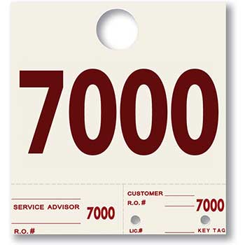 Auto Supplies Dispatch Number Service Tags, Heavy Stock, Side Padded, 7000-7999, 1000/PK