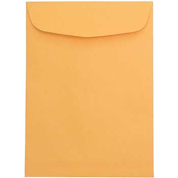 JAM Paper Open End Catalog Recycled Envelopes, 7 1/2&quot; x 10 1/2&quot;, Brown Kraft Manila, 50/BX