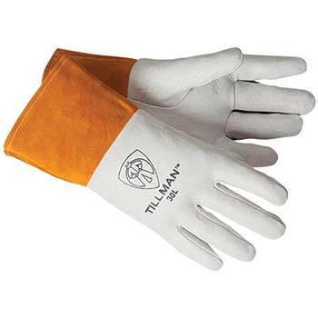 Tillman 30 Pearl Top Grain Pigskin TIG Welding Gloves, 4&quot; Cuff, Large