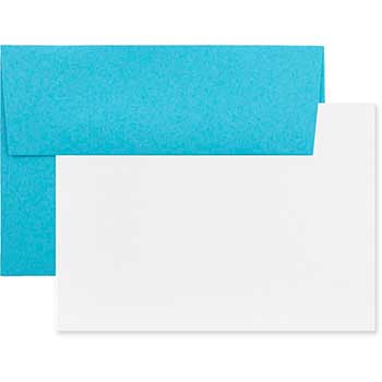 JAM Paper Recycled Blank Greeting Cards Set with Envelopes, A2, 4.38&quot; x 5.75&quot;, Blue, 25 Cards/Pack
