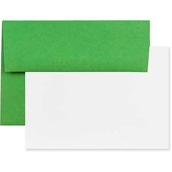 JAM Paper Recycled Blank Greeting Cards Set with Envelopes, A2, 4.38&quot; x 5.75&quot;, Green, 25 Cards/Pack