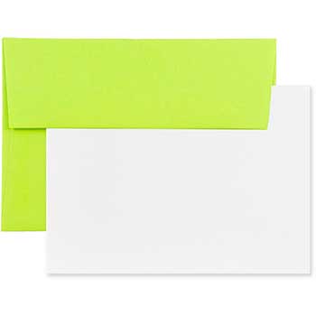 JAM Paper Blank Greeting Cards Set with Envelopes, A6, 4.75&quot; x 6.5&quot;, Ultra Lime, 25 Cards/Pack