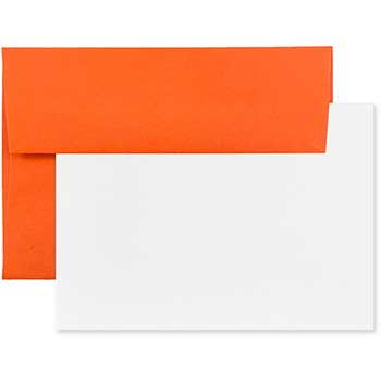JAM Paper Recycled Blank Greeting Cards Set with Envelopes, A2, 4.38&quot; x 5.75&quot;, Orange, 25 Cards/Pack