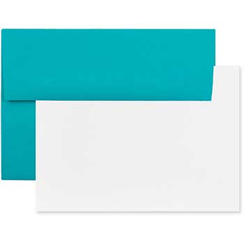 JAM Paper Recycled Blank Greeting Cards Set with Envelopes, A2, 4.38&quot; x 5.75&quot;, Sea Blue, 25 Cards/Pack