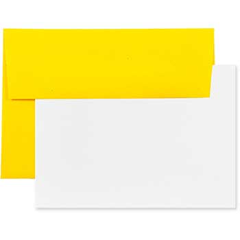 JAM Paper Recycled Blank Greeting Cards Set with Envelopes, Parchment, A7, 5.25&quot; x 7.25&quot;, Yellow, 25 Cards/Pack