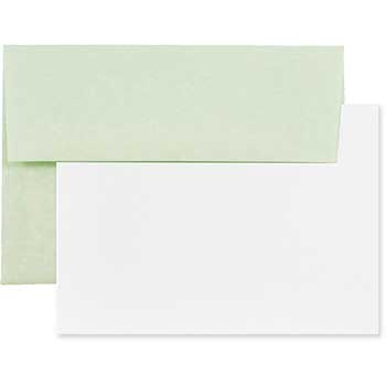 JAM Paper Recycled Blank Greeting Cards Set with Envelopes, Parchment, A2, 4.38&quot; x 5.75&quot;, Green, 25 Cards/Pack