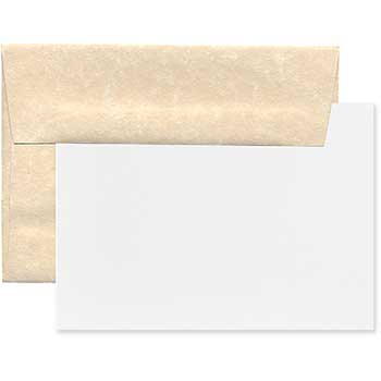 JAM Paper Recycled Blank Greeting Cards Set with Envelopes, Parchment, A2, 4.38&quot; x 5.75&quot;, Natural, 25 Cards/Pack