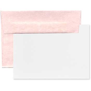 JAM Paper Recycled Blank Greeting Cards Set with Envelopes, Parchment, A2, 4.38&quot; x 5.75&quot;, Pink, 25 Cards/Pack