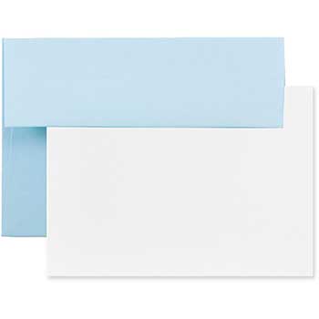 JAM Paper Blank Greeting Cards Set with Envelopes, A6, 4.75&quot; x 6.5&quot;, Baby Blue, 25 Cards/Pack