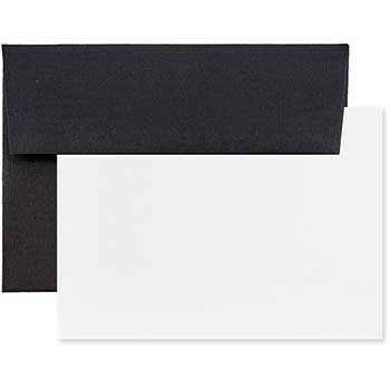 JAM Paper Blank Greeting Cards Set with Envelopes, A2, 4.38&quot; x 5.75&quot;, Black Linen, 25 Cards/Pack