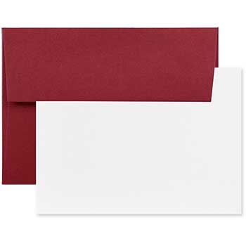 JAM Paper Blank Greeting Cards Set with Envelopes, A2, 4.38&quot; x 5.75&quot;, Dark Red, 25 Cards/Pack