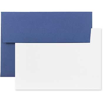 JAM Paper Blank Greeting Cards Set with Envelopes, A2, 4.38&quot; x 5.75&quot;, Presidential Blue, 25 Cards/Pack