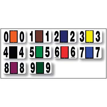 Auto Supplies Color Code Roll Numbers, 0-9, 10/PK