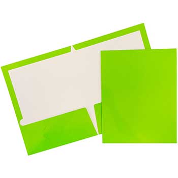 JAM Paper Folders, Glossy, Lime Green, 100/PK