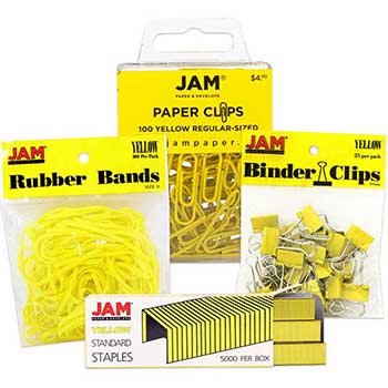 JAM Paper Desk Supply Assortment, Yellow, 4/PK