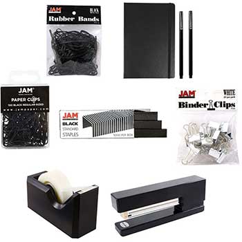 JAM Paper Complete Desk Kit, Black, 8/PK